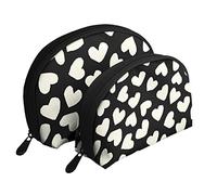 Black Hearts Cosmetic Bag, Travel Clutch Bag for Women and Girls