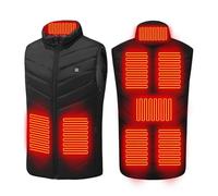 Black Heated Gilet for Women Men - 8 Heating Zones, 3 Temperature Levels, Sleeveless, Full Zipper, Plus Size, Heating Jackets Bodywarmer for Motorcycle Fishing Skiing Outdoor Activities M