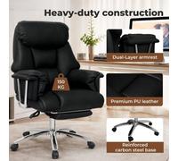 Black Heavy Duty Executive Office Chair Leather With Pocket Spring Seat No Sagging