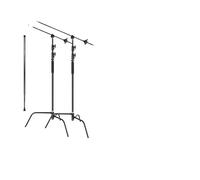 Black Heavy Duty Light Stand with Detachable Base 5-10 feet/1.6-3.2 meters Adjustable C Stand with 2 Risers for Photography(Kit 6)