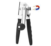 Black Heavy Duty Manual Can Opener - Easy Turn Tin Opener for Seniors & Arthritic Hands, Commercial Grade with Smooth Cut Safety Edge & Strong Magnet for Large Cans