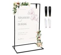 Black Heavy Duty Metal Wedding Welcome Sign Stand for Reception,50 x 30 x 20 in Sturdy Welcome to Our Wedding Sign Holder for Seating Charts & Event Decor ,Elegant Wedding Welcome Sign Stand