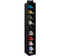 Black Heavy Duty Non-woven Hanging Shoe Organizer - 10-Shelf Foldable Space Saving Shoe Shelf Clothes Hat Handbag Holder for Home Bedroom Closet Wardrobe