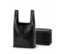 Black Heavy Duty Plastic Carrier Bags Pack of 2000 - Size Extra Small 8x13x18 - Strong Vest Handle Shopping Bags | Multipurpose Retail, Grocery & Takeaway Packaging | Eco-Friendly 100% Recycled