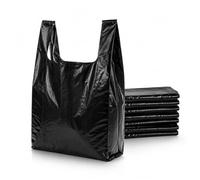 Black Heavy Duty Plastic Carrier Bags Pack of 300 - Size Large 11x17x21 - Strong Vest Handle Shopping Bags | Multipurpose Retail, Grocery & Takeaway Packaging | Eco-Friendly 100% Recycled