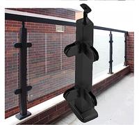 Black Heavy Duty Railing System for Balconies Stainless Steel Balustrade Posts No Drill Handrails 115cm/45in Post Clips for Secure Fencing & Safety Enhancements