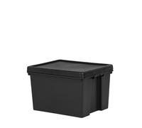 Wham Bam Upcycled Heavy Duty Black 45L Medium Plastic Stackable Storage Box With Lid