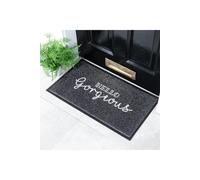 Black Hello Gorgeous Doormat (70 x 40cm) Artsy Mats Black 40cm x 70cm