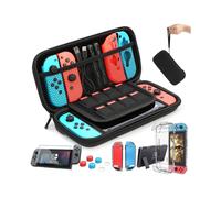 (Black) HEYSTOP Switch Carrying Bag for Nintendo Switch Case with 9 in 1 Nintendo Switch Accessories Kit and 6 Pcs Thumb Grip