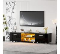 Black High Gloss LED TV Stand Cabinet 160cm Unit for TVs up to 65in MMT
