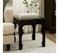 Black High Gloss MDF Side Table with Decorative Shaped Curved Legs, Luis