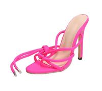 Black High Heels with Lacing Strappy Pumps Latin Dance Shoes for Women Dance Shoes Women Black Toe Separator Wedge Heel Business Shoes Women for Weddings and Parties Princess Shoes, hot pink, 4 UK