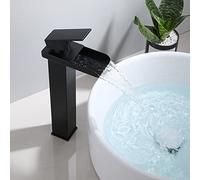 Black High Rise Basin Mixer Tap - Modern Waterfall Faucet Single Hole Hot & Cold Brass Sink Tap& Elegant Design for Luxury Bathrooms Perfect Bathroom Upgrade