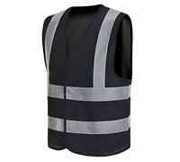 Black High Visibility Vest Small Reflective Vest High Visibility hi viz vis Executive Waistcoat