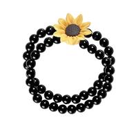 Black hippie sunflower beaded bracelet for adults
