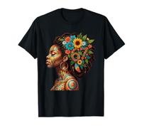 Black History 67 Meme Loc'd Hair Afro Woman 67 Boho Flowers T-Shirt