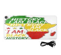 Black History African Map Leather Heated Gaming Mouse Pad 31.5 x 13 in Hand Warmer Laptop Pad for Computer Desk Writing,Study