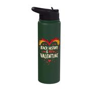 Black History is My Valentine Heart Pride Stainless Steel Insulated Water Bottle