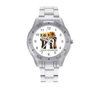 Black History Lives Matter Peace Men's Business Watch Fashion Stainless Steel Wristwatches Custom Easy Read Watches for Women