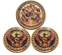 Black History Month 100 Years Commemorative Coin 1926-2026, African American History Collectible Challenge Coin for Collection & Gifting (3pcs)