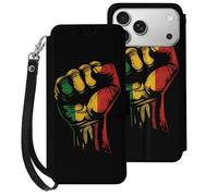Black History Month Fist Juneteenth Compatible with iPhone 17 Pro Max Case PU Leather Flip Wallet Phone Cover Card Holder Women Men