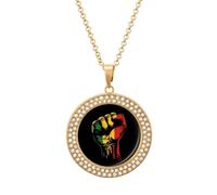Black History Month Fist Juneteenth Diamond Necklace Cute Pendant Necklace | Jewelry Gifts