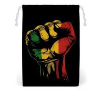 Black History Month Fist Juneteenth Drawstring Bags Portable Makeup Pouch Gift Bag Storage Organiser