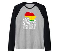Black History Month I Am Black History Africa Heritage Raglan Baseball Tee