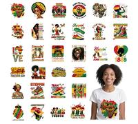 Black History Month Iron on Transfers - Joybileefun 30 Sheets Black History DTF Transfers Ready to Press for T Shirts African American Heat Transfer Iron on Patches for Clothes Bag Pillow Cover DIY