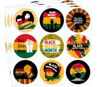 Black History Month Stickers - African-American Black History Month Party Decorations African Freedom Self-Adhesive Round Decal- Set of 216 Counts