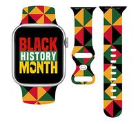 Black History Month Watch Band Compatible with Apple Watch 38mm 40mm 41mm 42mm 44mm 45mm, Black History Month Decorations Silicone Replacement Bands Wristbands Strap Compatible with All iWatch Series