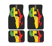 Black History Pride Guitar Car Floor Mats 4 Pieces, Waterproof and Durable Rubber Automotive Floor Mats for Cars, Trucks, and Suvs