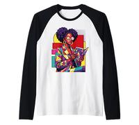 Black History Woman Reading Book Geometric Girl Educated Raglan Baseball Tee