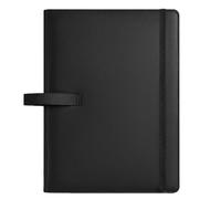 Black Holder, A4 Folder, Leather Three Ring Binder, Multi Pocket Design with Elastic Closure, Easy Carry File Storage for Sheet Music, Contracts, Meetings and Office Use