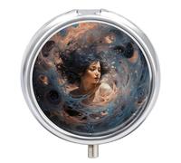 Black Hole in Space Pill Box Cute Round Pill Box 3 Compartment Decorative Pocket Purse Portable Mini Travel Medicine Tablet Vitamin Fish Oil Holder Organizer Pill Case