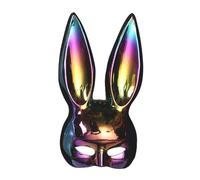 BLACK Holographic Bunny Rabbit Ears Half Eye Masquerade Mask Sexy Cosplay Halloween Rave Festival Fancy Dress Party Accessory
