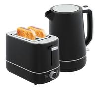 HOMCOM 1.7L 3000W Fast Boil Electric Kettle and 2 Slice Toaster Set - Black - 21.2L x 16W x 24.3Hcm