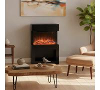 HOMCOM Electric Fireplace with 3D Flame Effect, 6 Colours & 3 Brightness Levels, 1000W/2000W Black Electric Fire and Mantel Reach up to 30㎡ Space with Remote & Timer, 3 Sided View for Living Room