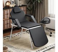 (Black) HOMCOM 3 Section Adjustable Massage Table, Beauty Bed for Spa, Lash