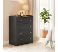 HOMCOM 4 Drawer Chest of Drawers, Storage Cabinet, Black Wood Effect