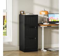 (Black) HOMCOM 4 Drawer File Cabinet with Lock and Adjustable Hanging Bars