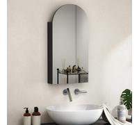 HOMCOM Bathroom Mirror Cabinet with Adjustable Glass Shelves - Black