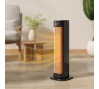 (Black) HOMCOM Ceramic Electric Heater, 2000W Space Heater with Timer