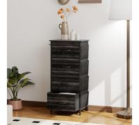 (Black) HOMCOM Fabric Chest of Drawers, 4 Drawer Dresser for Bedroom