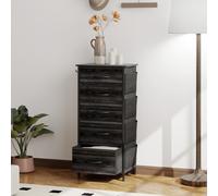 (Black) HOMCOM Fabric Chest of Drawers, 5 Drawer Dresser for Bedroom