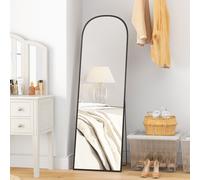 (Black) HOMCOM Full Length Mirror with Aluminium Alloy Frame Hanging or Leaning