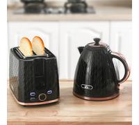 (Black) HOMCOM Kettle and Toaster Set 1.7L Fast Boil Kettle & 2 Slice Toaster Set