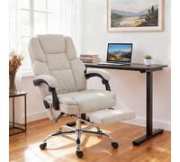(Black) HOMCOM Massage Office Chair with Heat, 135 Reclining Desk Chair