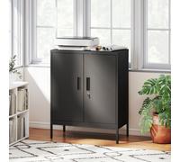 (Black) HOMCOM Metal Storage Cabinet with Lock for Home Office, Garage, Study