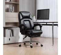 HOMCOM Executive Office Chair, PU Leather Desk Chair with Spring Cushion in Black HOMCOM Black